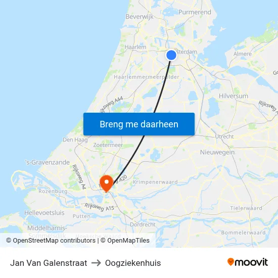 Jan Van Galenstraat to Oogziekenhuis map