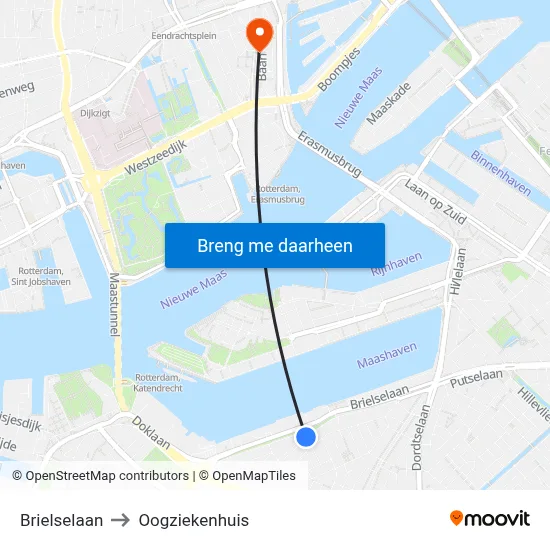 Brielselaan to Oogziekenhuis map