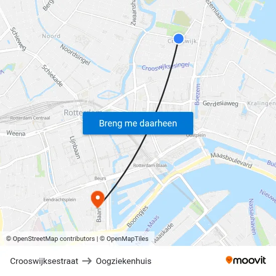 Crooswijksestraat to Oogziekenhuis map