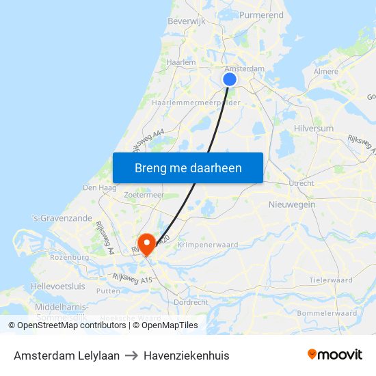 Amsterdam Lelylaan to Havenziekenhuis map