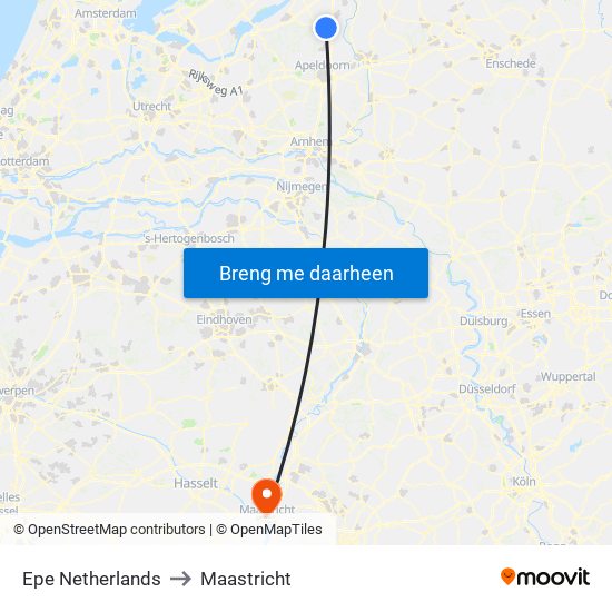 Epe Netherlands to Maastricht map