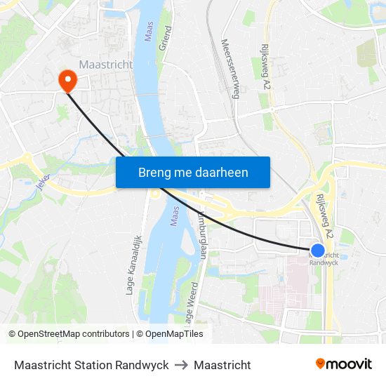 Maastricht Station Randwyck to Maastricht map