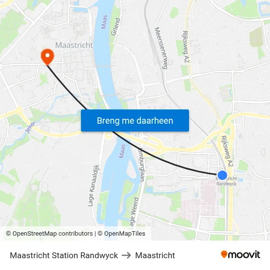Maastricht Station Randwyck to Maastricht map