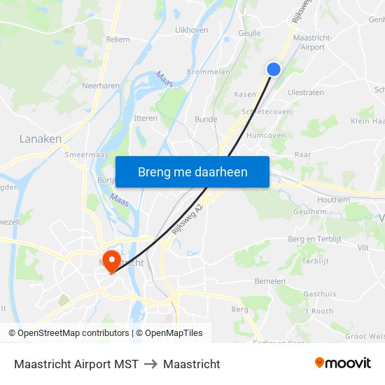 Maastricht Airport MST to Maastricht map
