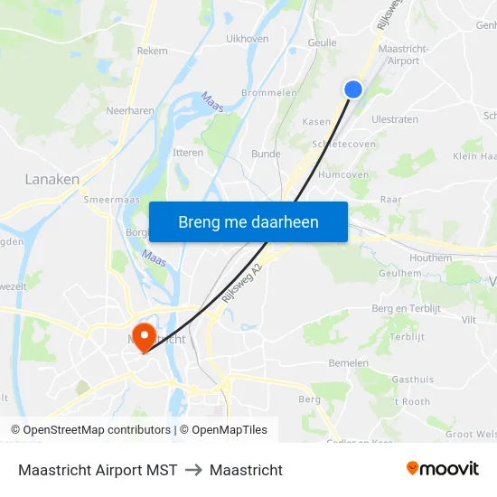 Maastricht Airport MST to Maastricht map
