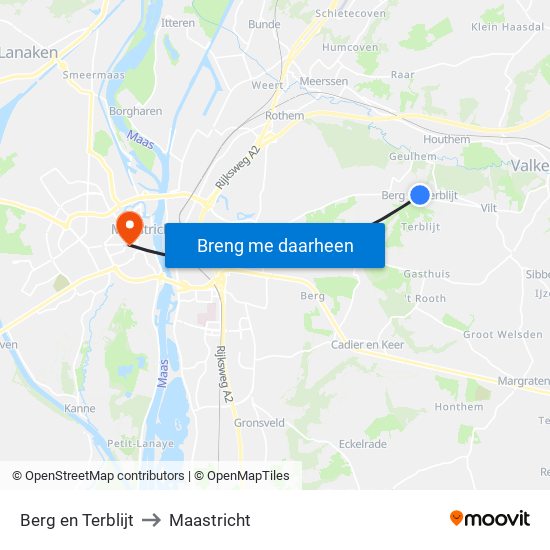 Berg en Terblijt to Maastricht map