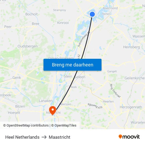 Heel Netherlands to Maastricht map