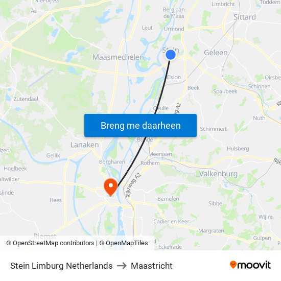 Stein Limburg Netherlands to Maastricht map