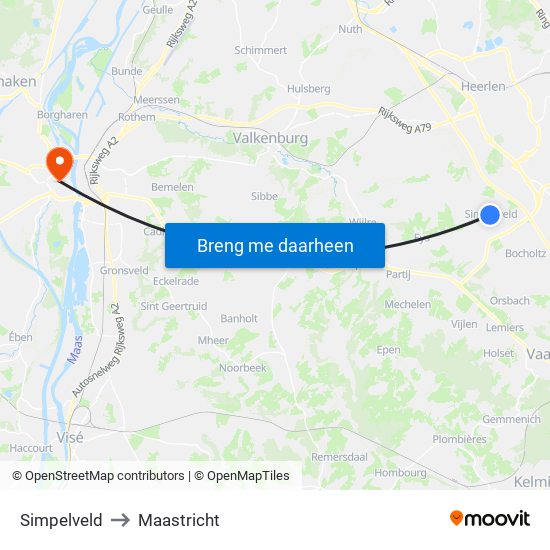 Simpelveld to Maastricht map