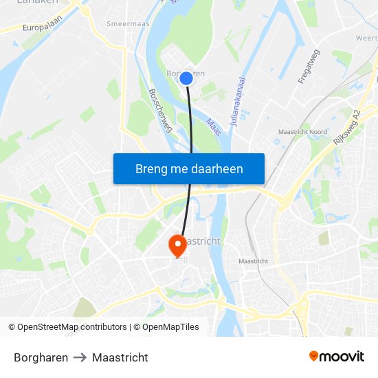 Borgharen to Maastricht map