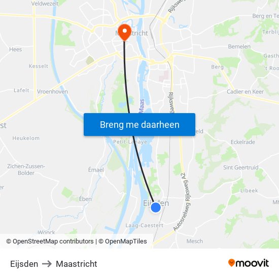 Eijsden to Maastricht map