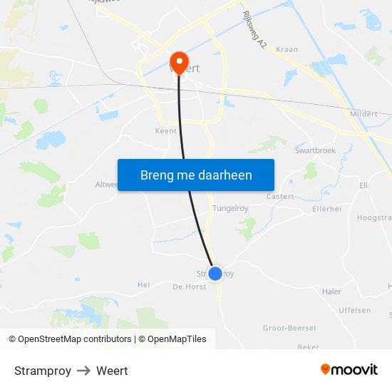 Stramproy to Weert map