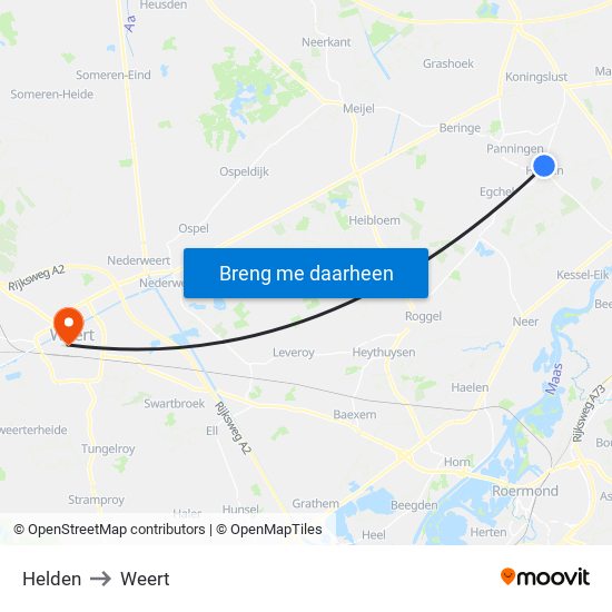 Helden to Weert map