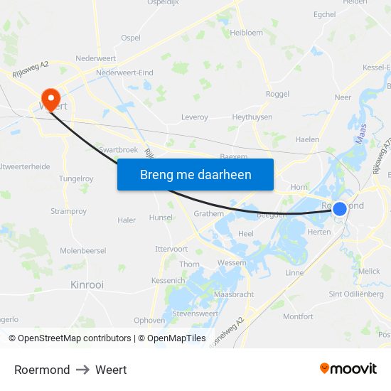 Roermond, Neerstraat to Weert map