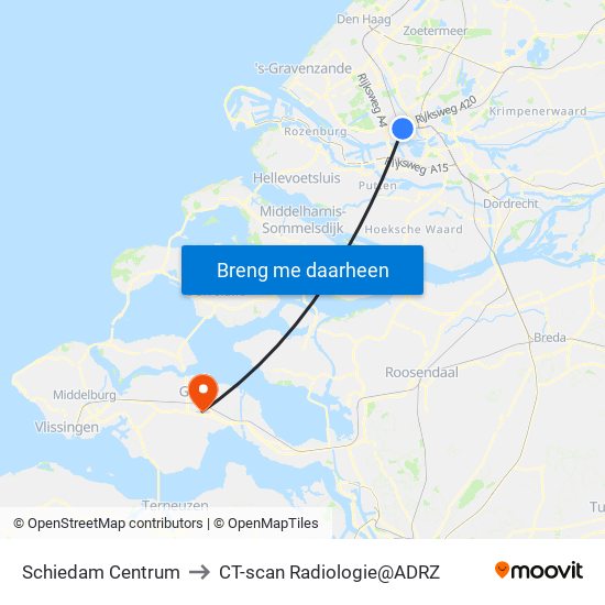 Schiedam Centrum to CT-scan Radiologie@ADRZ map