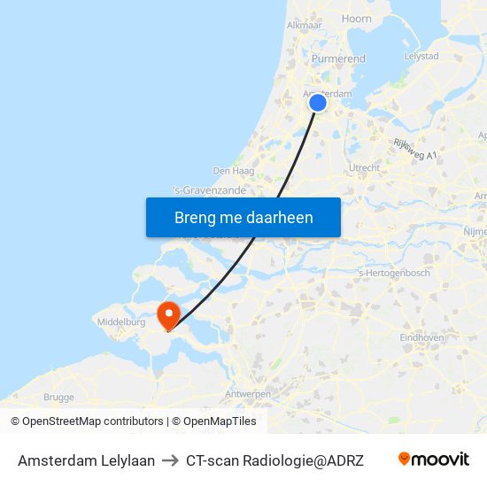 Amsterdam Lelylaan to CT-scan Radiologie@ADRZ map