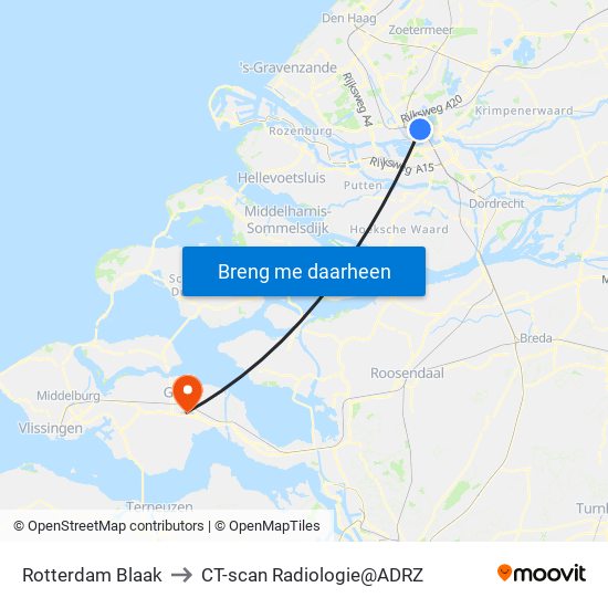 Rotterdam Blaak to CT-scan Radiologie@ADRZ map