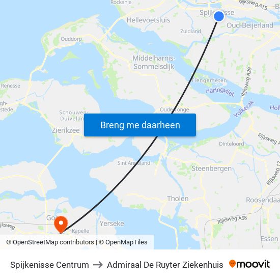 Spijkenisse Centrum to Admiraal De Ruyter Ziekenhuis map
