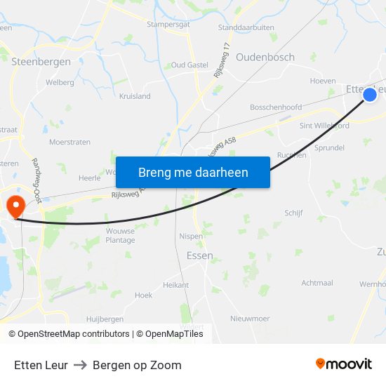 Etten Leur to Bergen op Zoom map