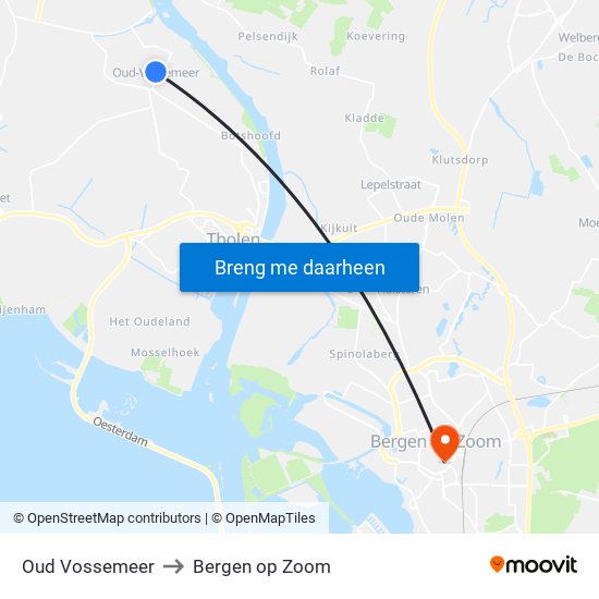 Oud Vossemeer to Bergen op Zoom map
