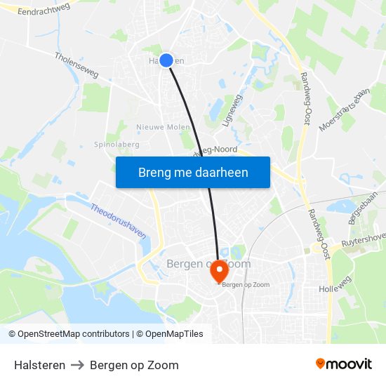 Halsteren to Bergen op Zoom map