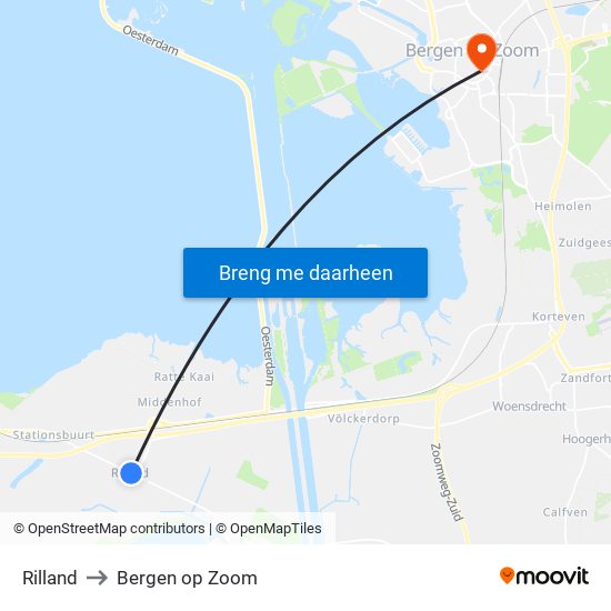 Rilland to Bergen op Zoom map
