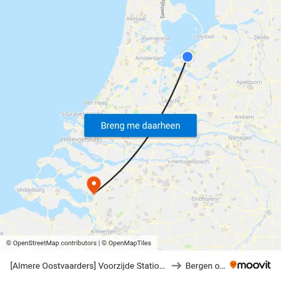 [Almere Oostvaarders] Voorzijde Station, Busstrook Ambonstraat to Bergen op Zoom map