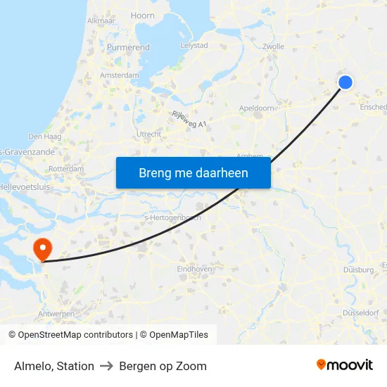 Almelo, Station to Bergen op Zoom map