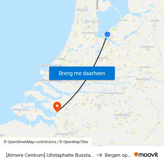 [Almere Centrum] Uitstaphalte Busstation,Haltes O,P,Q to Bergen op Zoom map