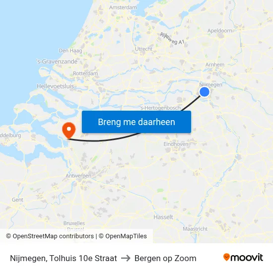 Nijmegen, Tolhuis 10e Straat to Bergen op Zoom map