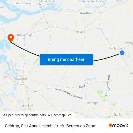 Geldrop, Sint Annaziekenhuis to Bergen op Zoom map
