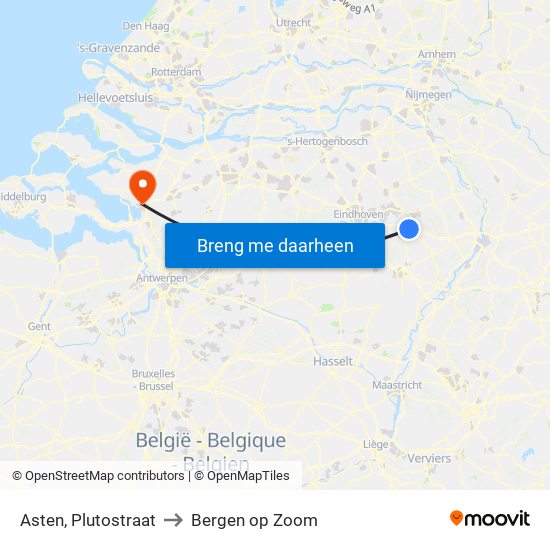 Asten, Plutostraat to Bergen op Zoom map