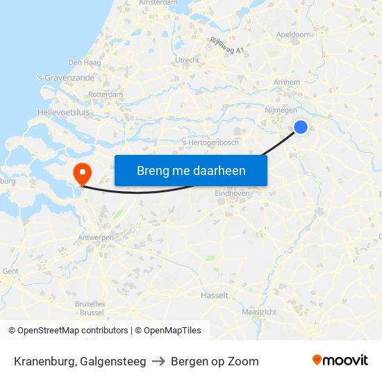 Kranenburg, Galgensteeg to Bergen op Zoom map