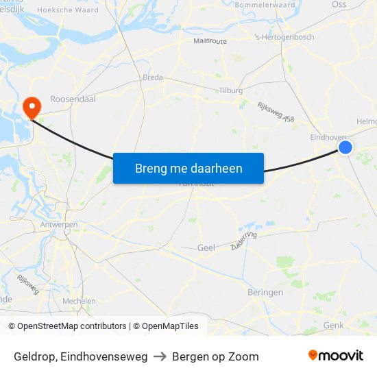 Geldrop, Eindhovenseweg to Bergen op Zoom map