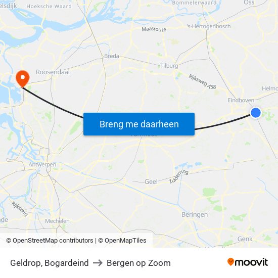 Geldrop, Bogardeind to Bergen op Zoom map