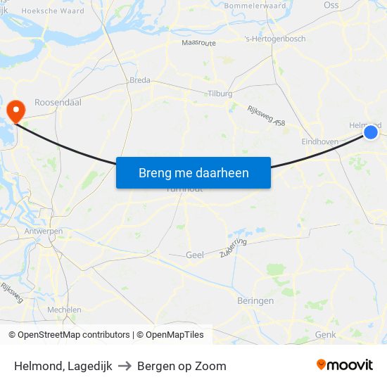 Helmond, Lagedijk to Bergen op Zoom map