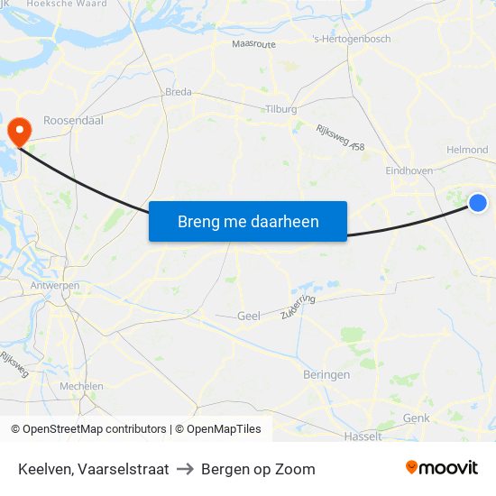 Keelven, Vaarselstraat to Bergen op Zoom map