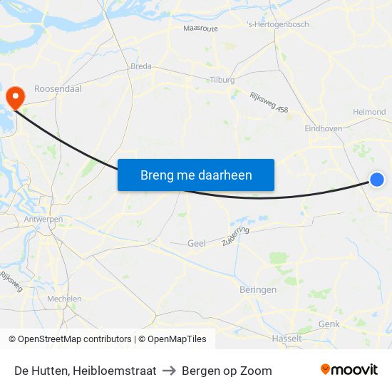 De Hutten, Heibloemstraat to Bergen op Zoom map