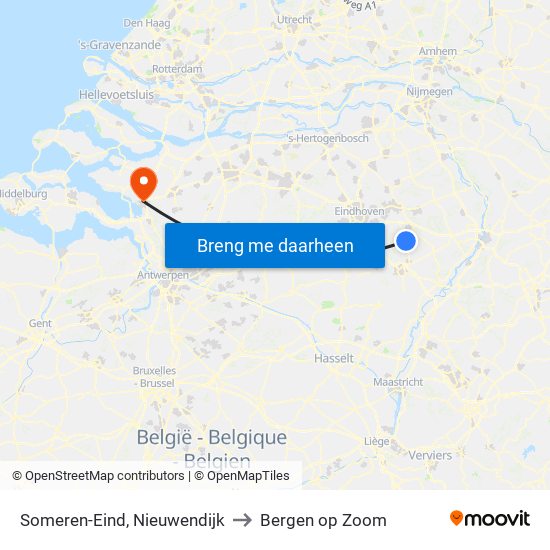 Someren-Eind, Nieuwendijk to Bergen op Zoom map