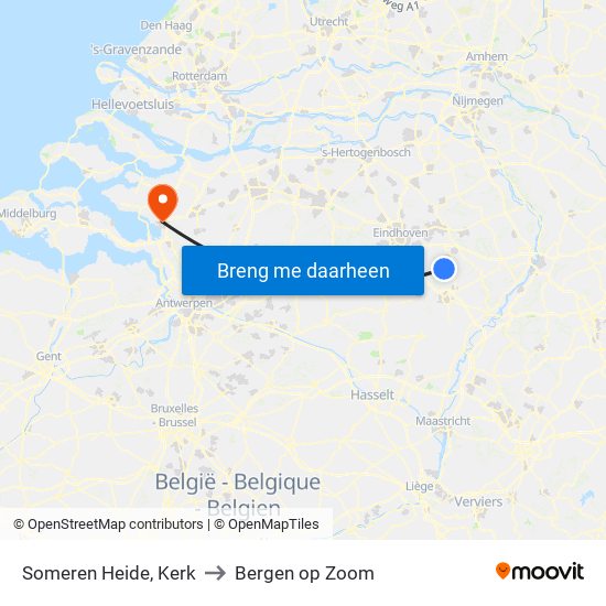 Someren Heide, Kerk to Bergen op Zoom map