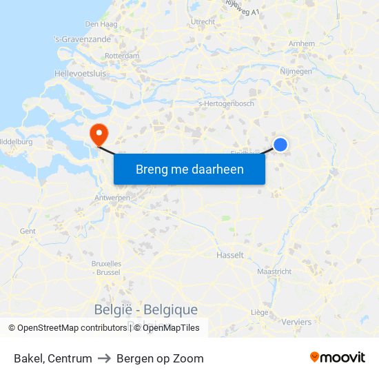 Bakel, Centrum to Bergen op Zoom map