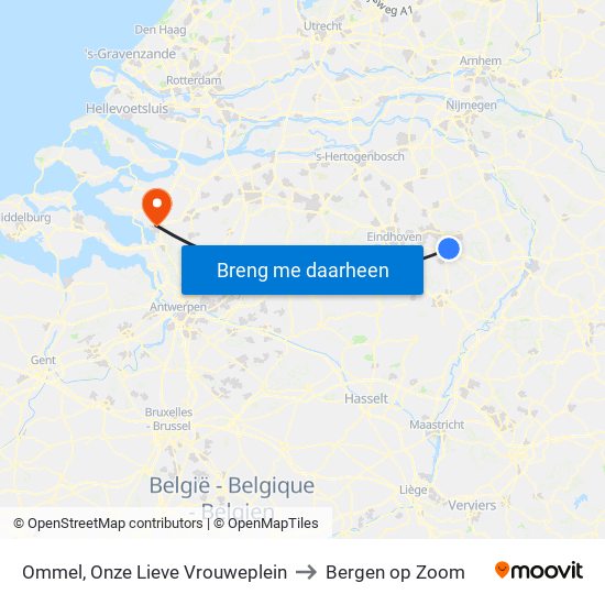 Ommel, Onze Lieve Vrouweplein to Bergen op Zoom map