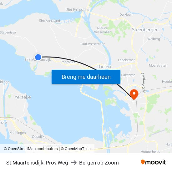St.Maartensdijk, Prov.Weg to Bergen op Zoom map