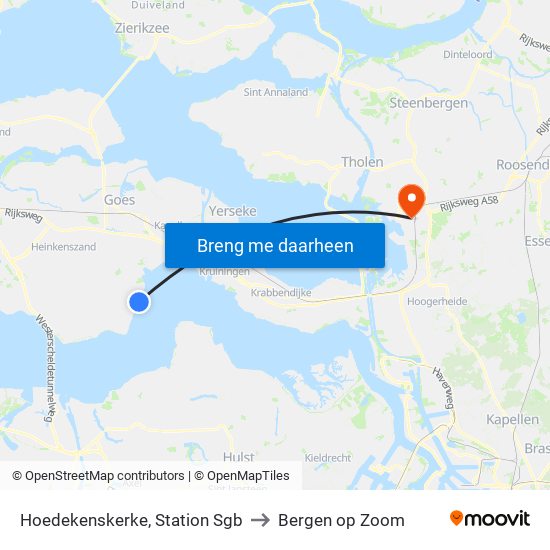 Hoedekenskerke, Station Sgb to Bergen op Zoom map