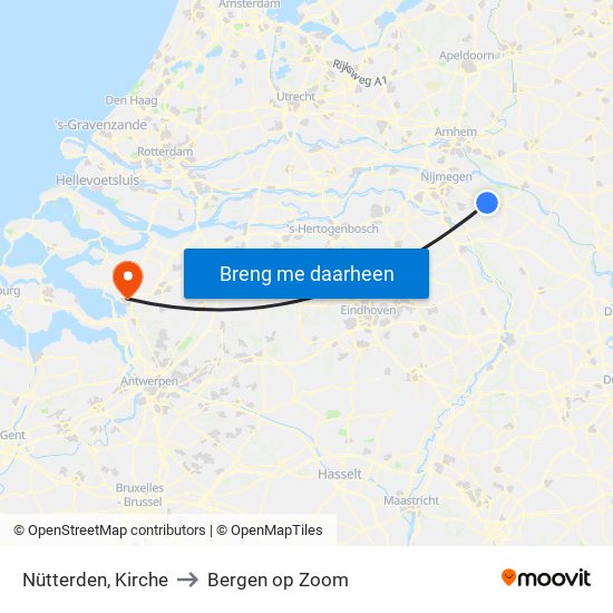 Nütterden, Kirche to Bergen op Zoom map