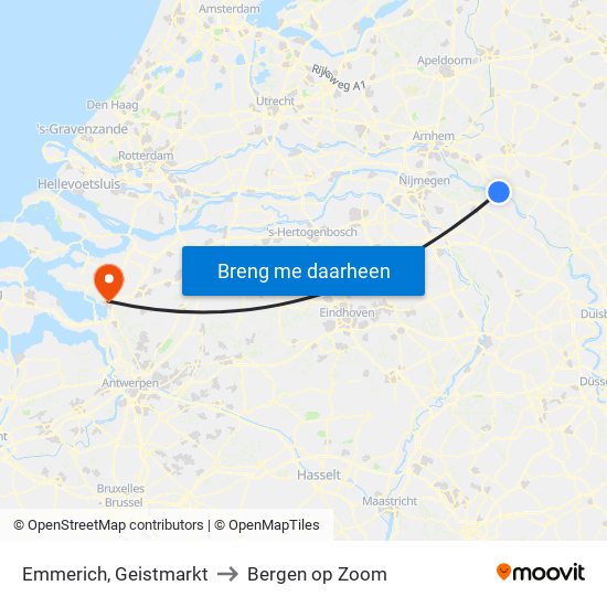 Emmerich, Geistmarkt to Bergen op Zoom map