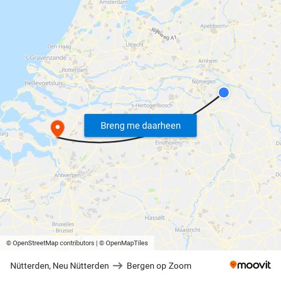 Nütterden, Neu Nütterden to Bergen op Zoom map
