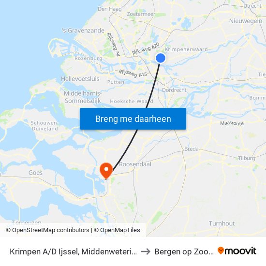 Krimpen A/D Ijssel, Middenwetering to Bergen op Zoom map