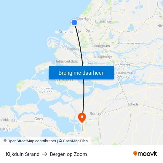 Kijkduin Strand to Bergen op Zoom map