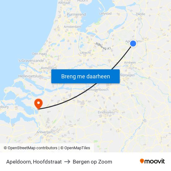Apeldoorn, Hoofdstraat to Bergen op Zoom map